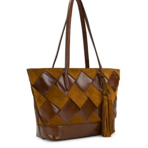 verzi tote suede leather weave