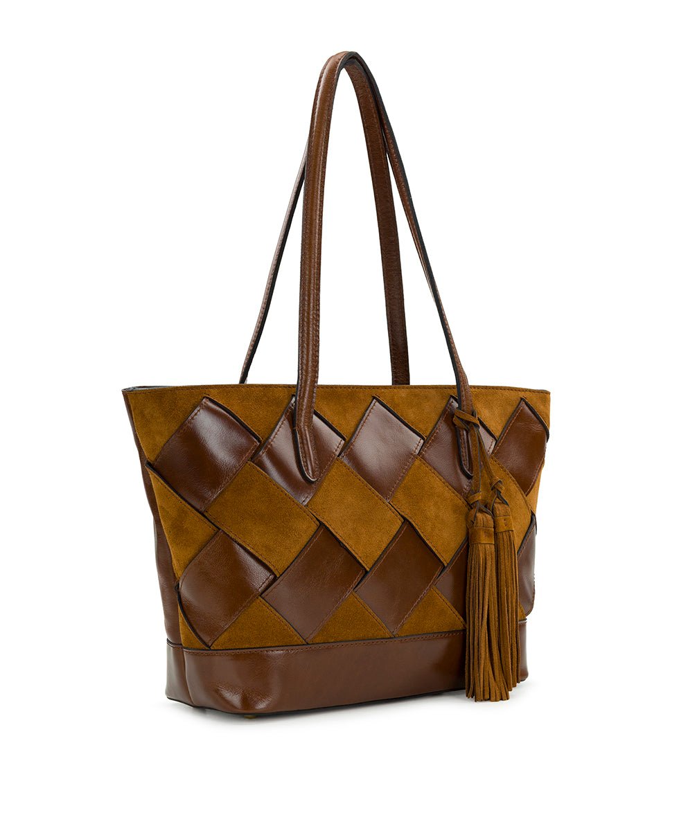 verzi tote suede leather weave
