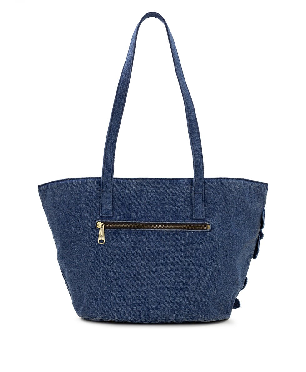 marconia tote floral applique denim